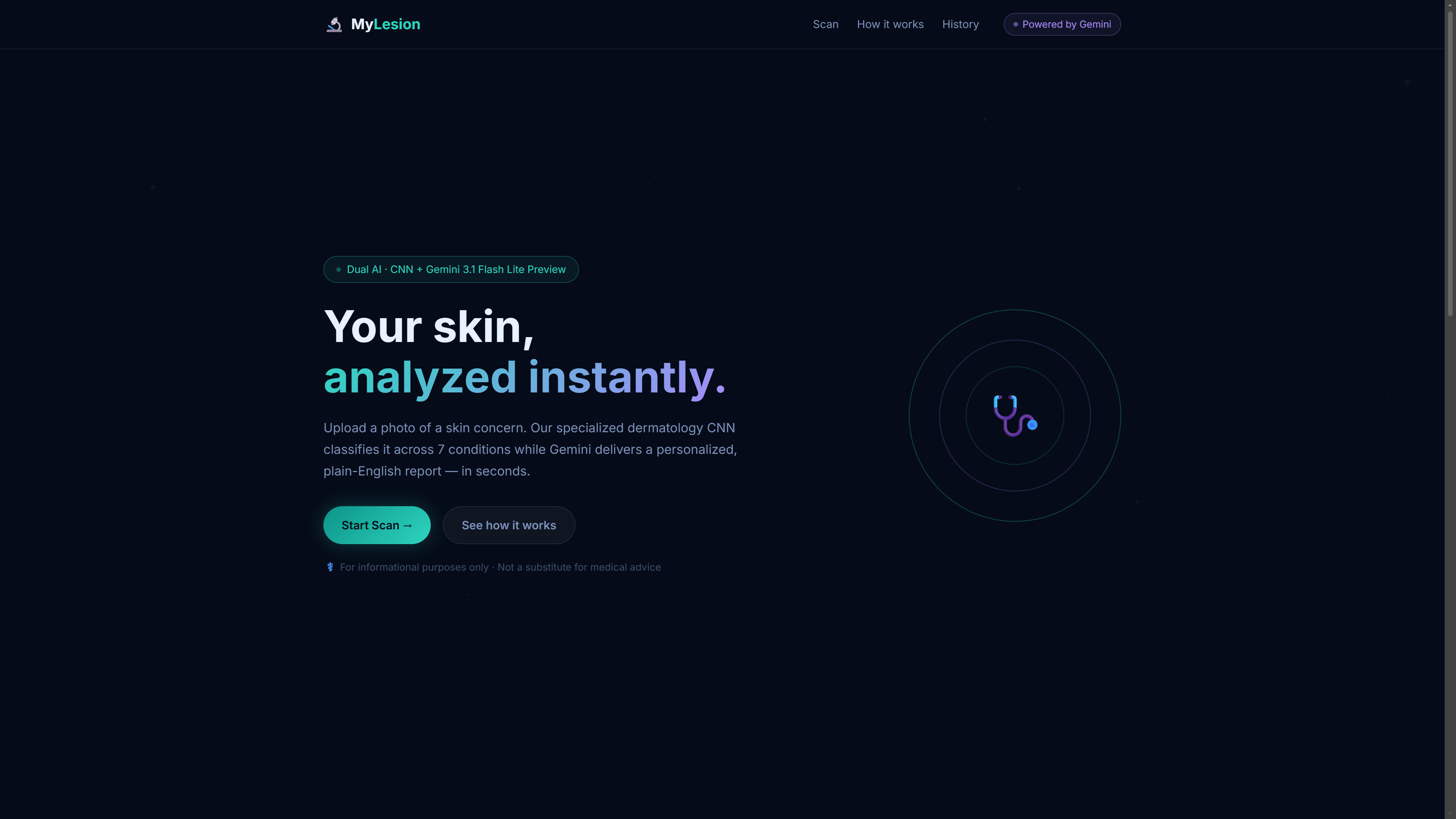 MyLesion skin-condition analyzer interface